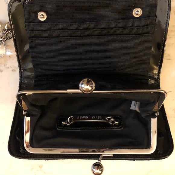 WRISTLET CLUTCH BLACK SUEDE & SILVER,WHBM, NWOT - Picture 3 of 6